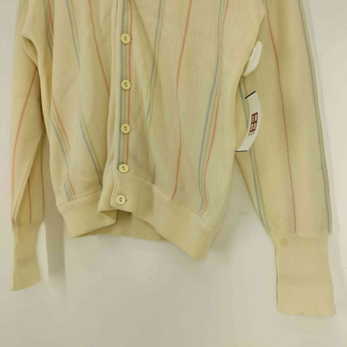 ラコステ LACOSTE 70-80S スペイン製 ロゴ刺繍 ストライプ アクリル カーディガン メンズ  G